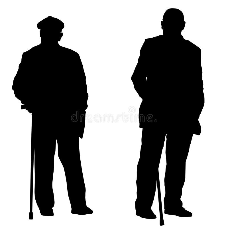 Two Elderly People Silhouettes Sitting on a Park Bench Stock Vector ...