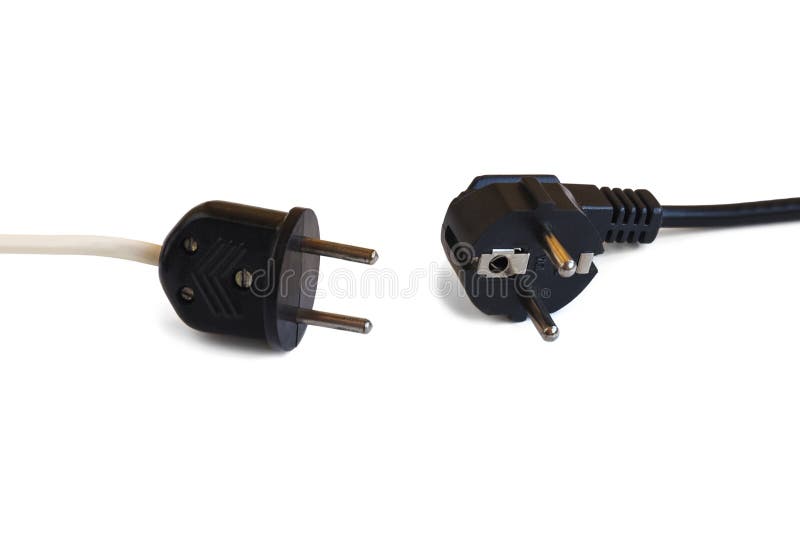 Two Electrical Plugs with Wires, White Background Stock Image Image of collect, insert 120980519
