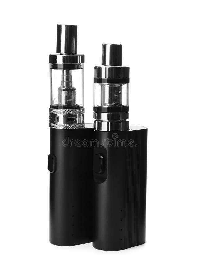 Two Electronic Smoking Devices on White Background Stock Image Image
