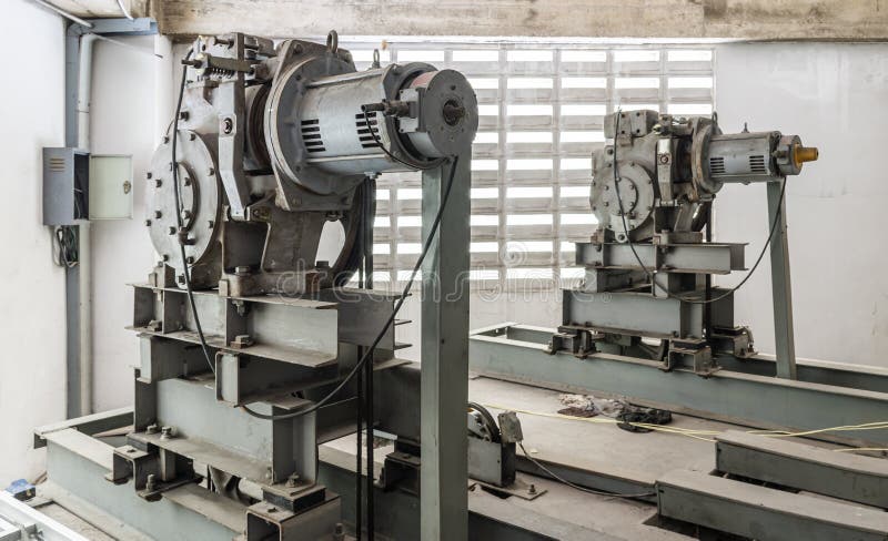 Two elevator motor in elevator engine room