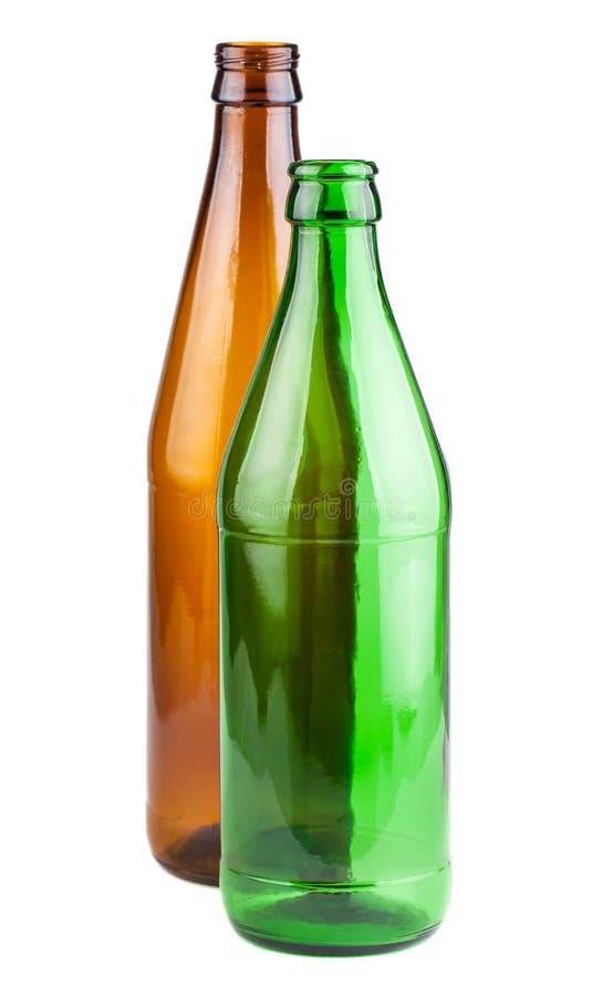 Pair of Empty Green Bottles Stock Image Image of object, closeup