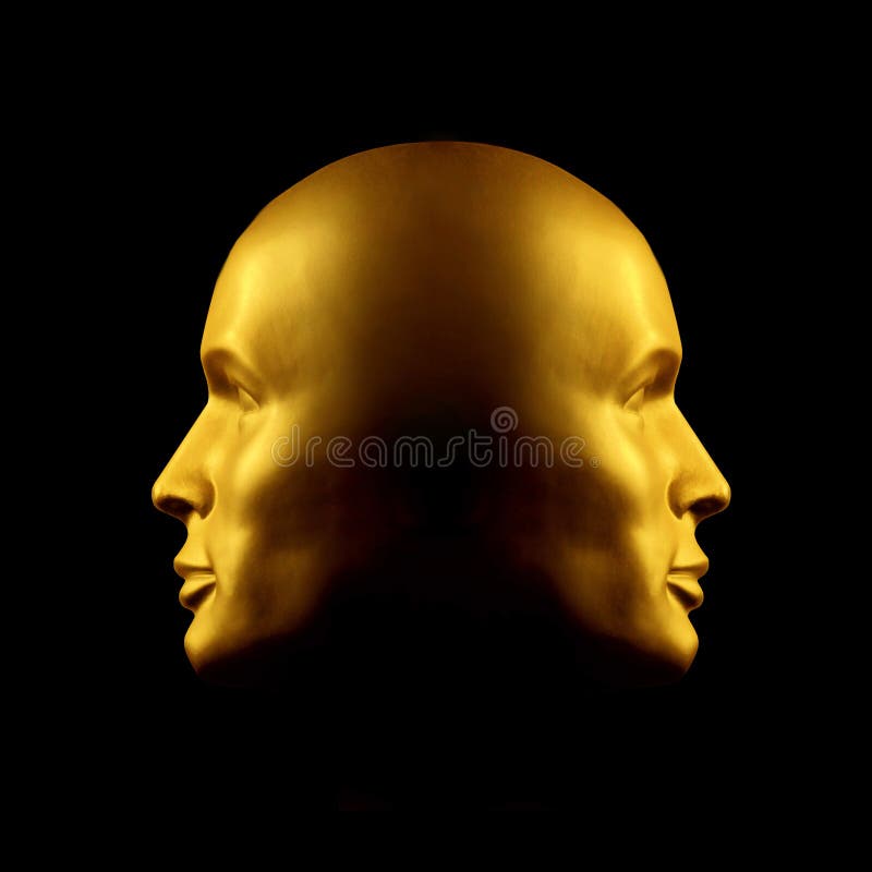 Two-faced Goldkopfstatue lizenzfreie stockbilder Two-faced Goldkopfstatue lizenzfreie stockbilder