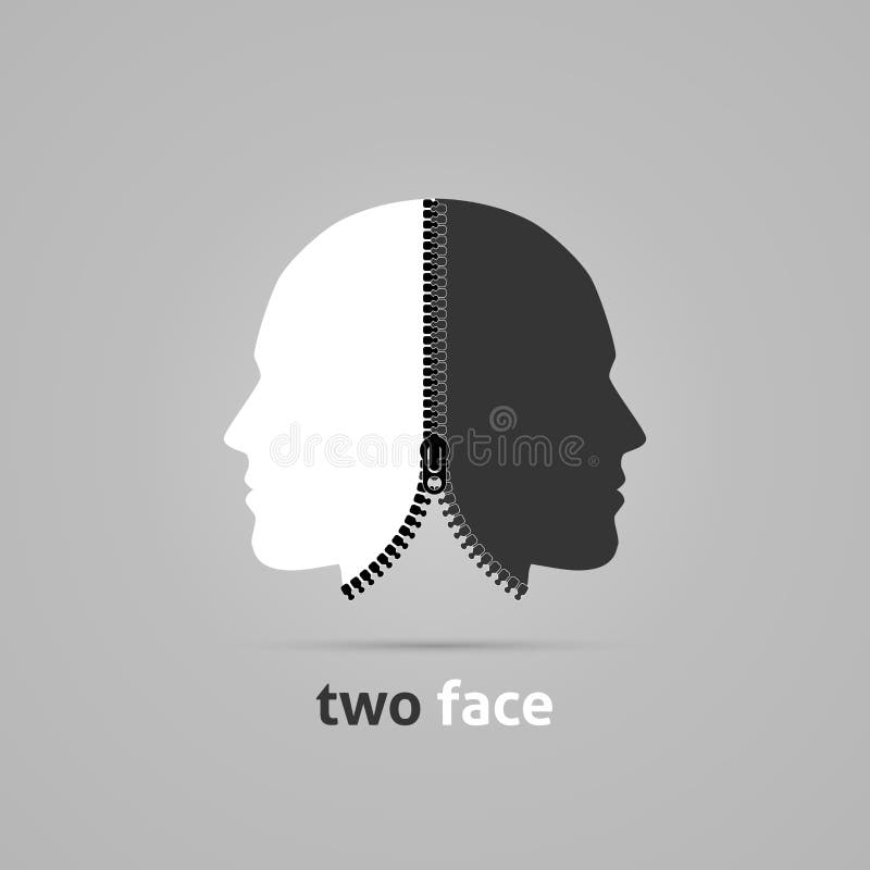 https://thumbs.dreamstime.com/b/two-faced-head-creative-concept-zipper-vector-illustration-105721794.jpg