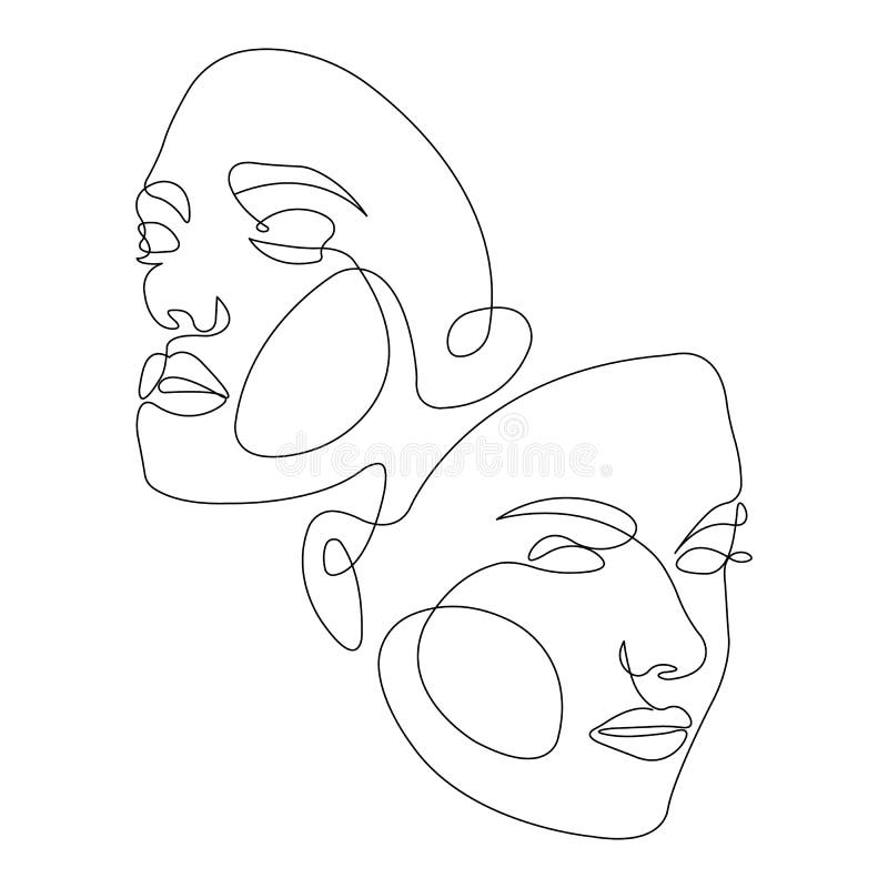 Two Faces One Line Stock Illustrations – 268 Two Faces One Line Stock ...