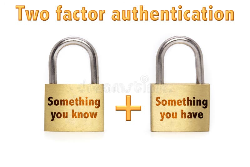Two factor authentication padlocks concept isolated on white royalty free stock photos