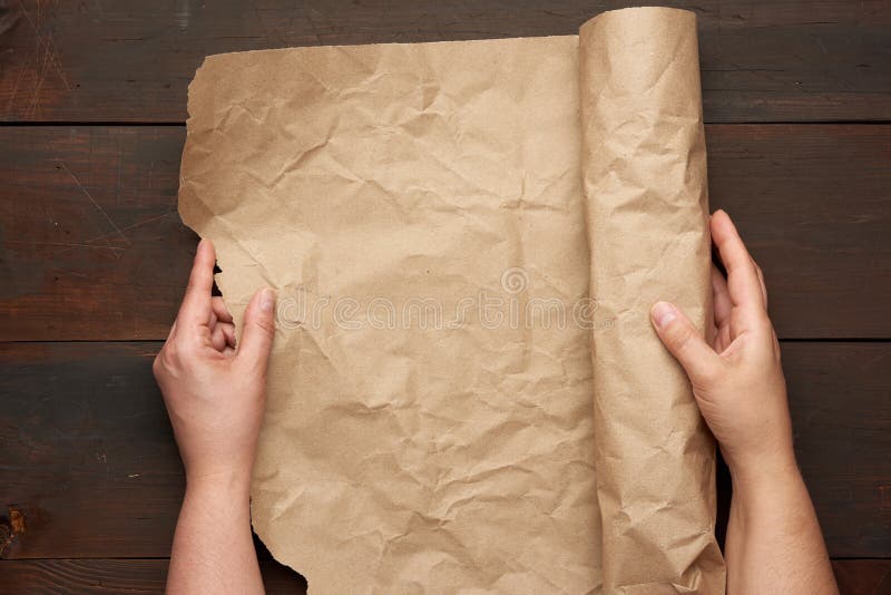 Rolled Brown Parchment Paper Roll For Baking Stock Photo