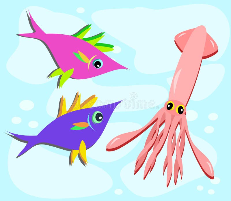 Two Fish and a Squid