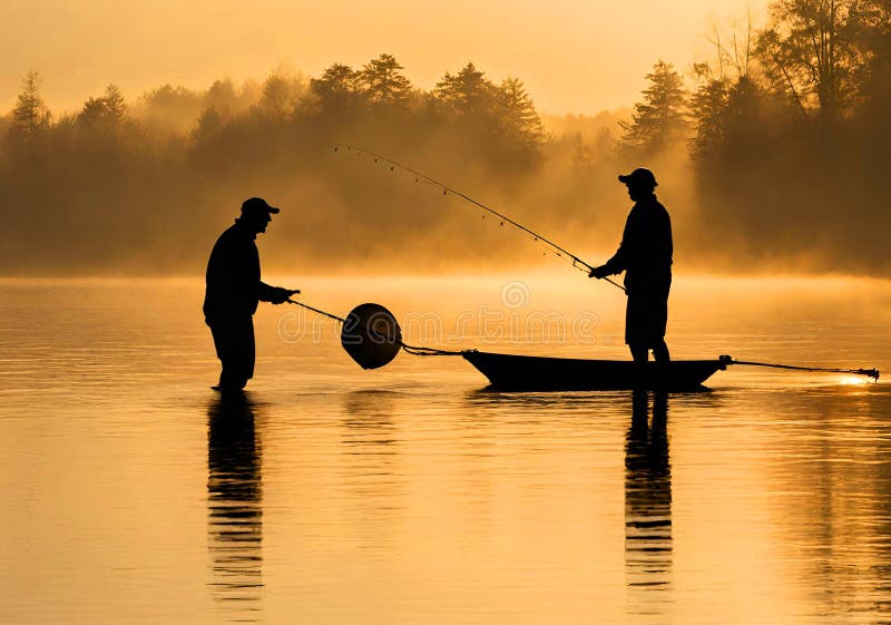 Silhouette Two Men Fishing Stock Illustrations – 65 Silhouette Two