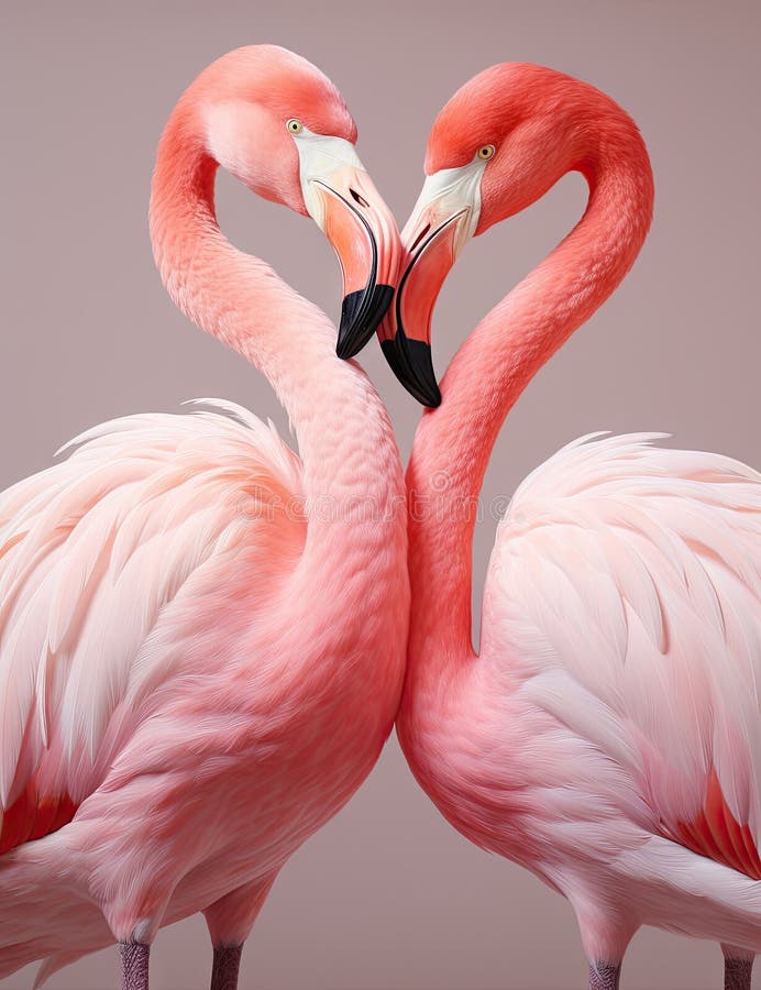 pink flamingos making a heart