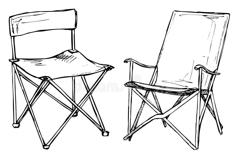 Two folding chairs on a white background isolation. 