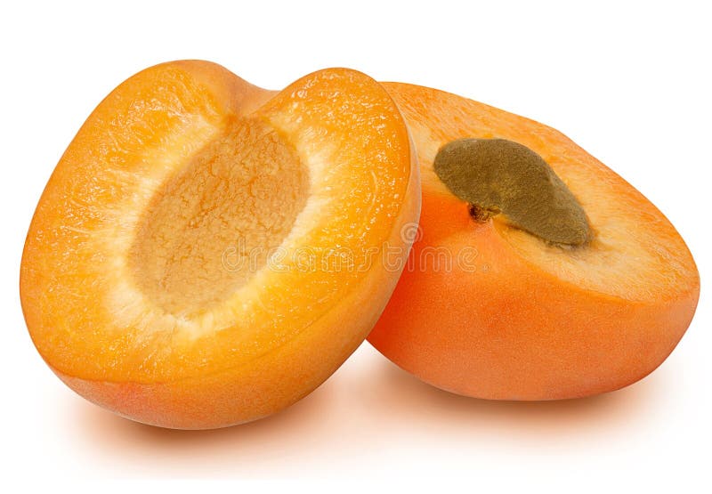 Two fresh slices apricot stock photo. Image of package 87860866