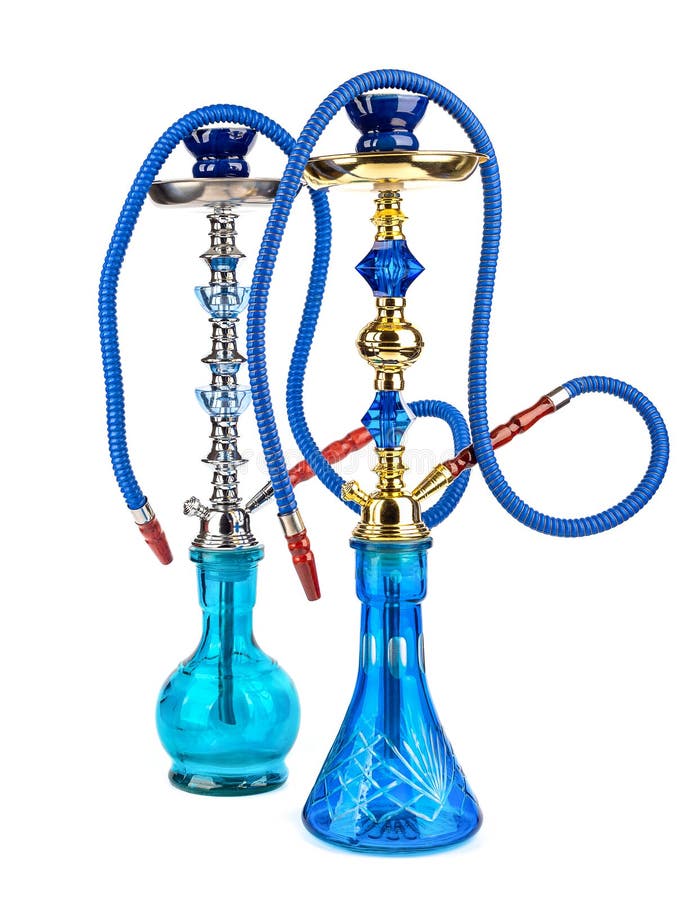 Two Fully Assembled Hookahs Isolated on a White Background Stock Image Image of exotic, color