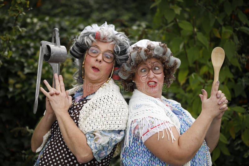 Two funny old Women stock photo. Image of hold, weapon - 160312640