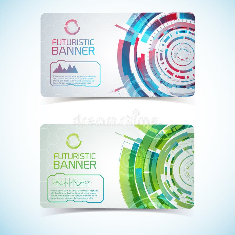 Two Futuristic Banners Set stock illustration