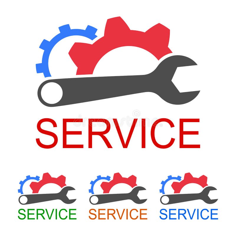 Two gear and key. Colorful service - stock vector vector illustration Two gear and key. Colorful service - stock vector vector illustration