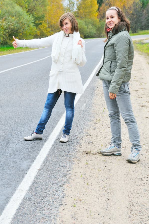 Two girl on road