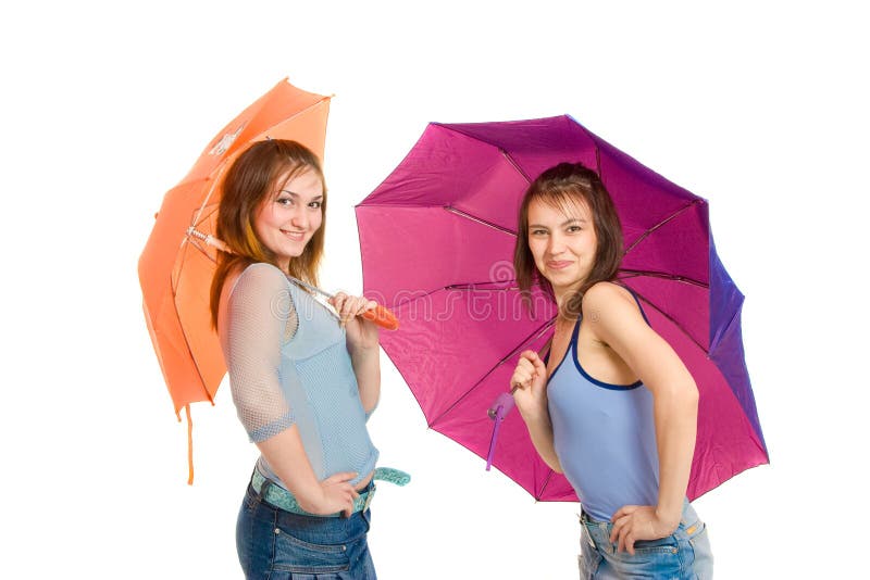 Two girl with umbrella