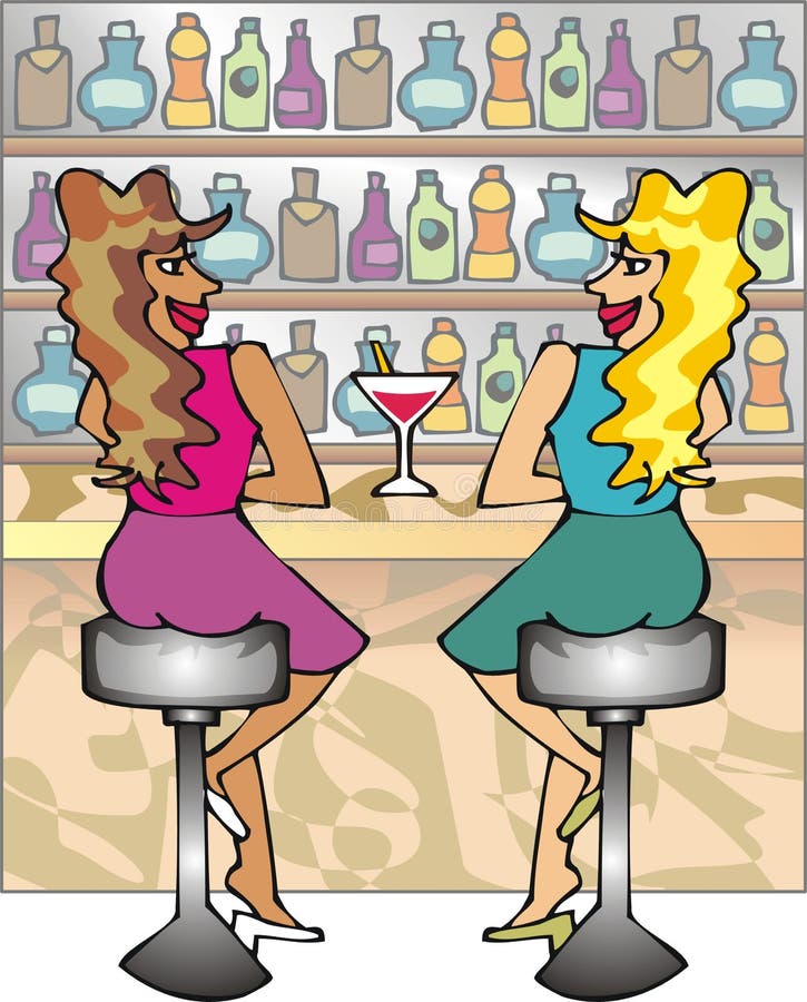 Two girls in a bar