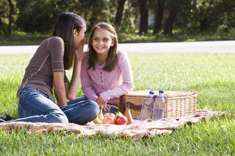 Two Girls Having Picnic in Park Stock Photo Image of sister, girl 12696048