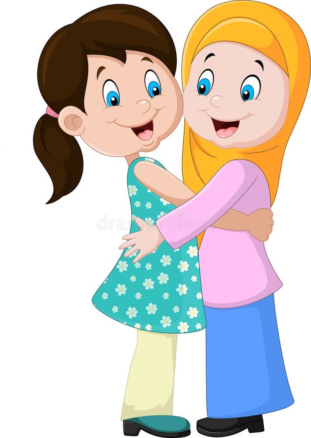 Two girls hugging stock vector. Illustration of female - 82504104