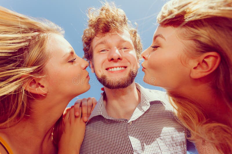 two blonde girls one guy