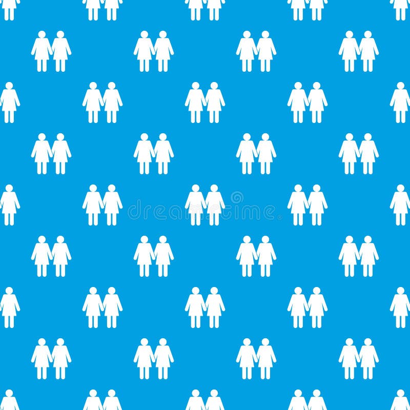 Two Girls Lesbians Pattern Seamless Blue Stock Vector - Illustration of ...