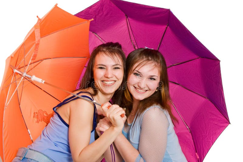 Two girls lwith umbrella