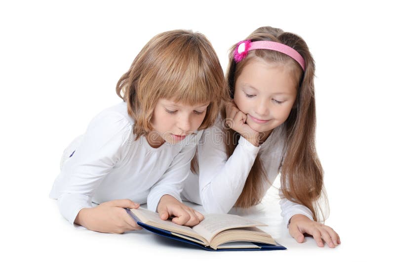 Two girls read the book