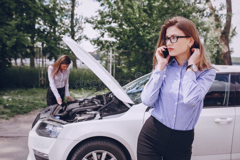 Broke The Car Stock Image Image Of Girl Outdoor Mobile 107057725 