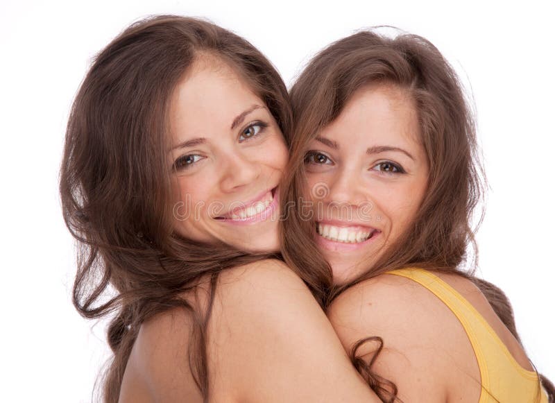 Two girls sisters - GEMINI on a white background