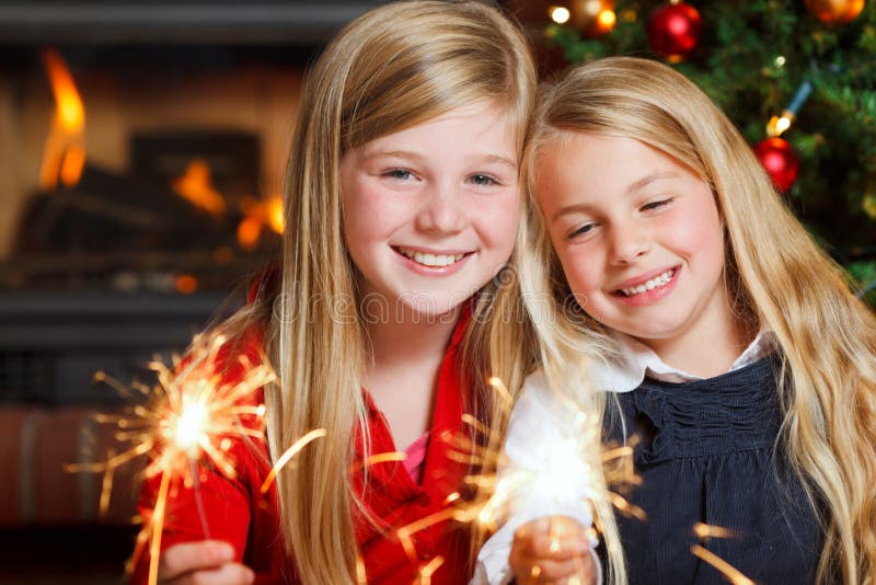 Two girls with sparklers