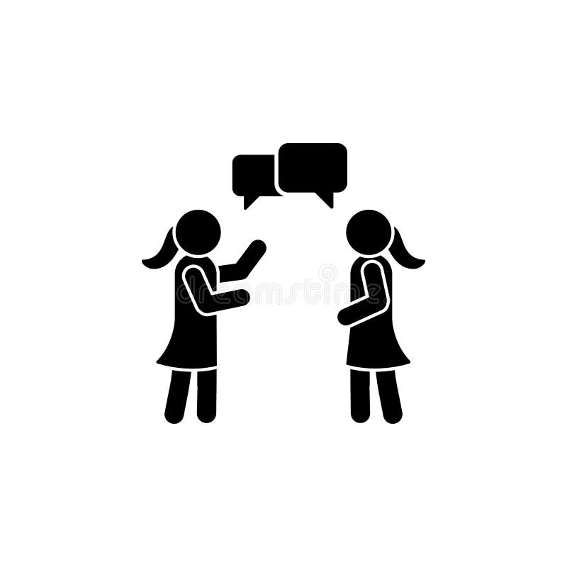 Two girls talking icon. Simple glyph, flat vector of People talk icons for UI and UX, website or mobile application royalty free illustration Two girls talking icon. Simple glyph, flat vector of People talk icons for UI and UX, website or mobile application royalty free illustration