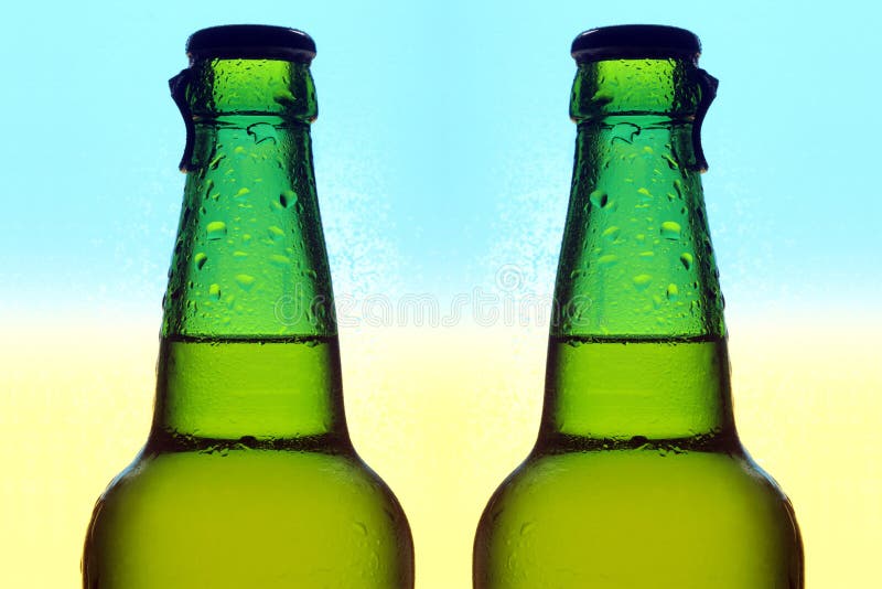 Two glass bottles of beer