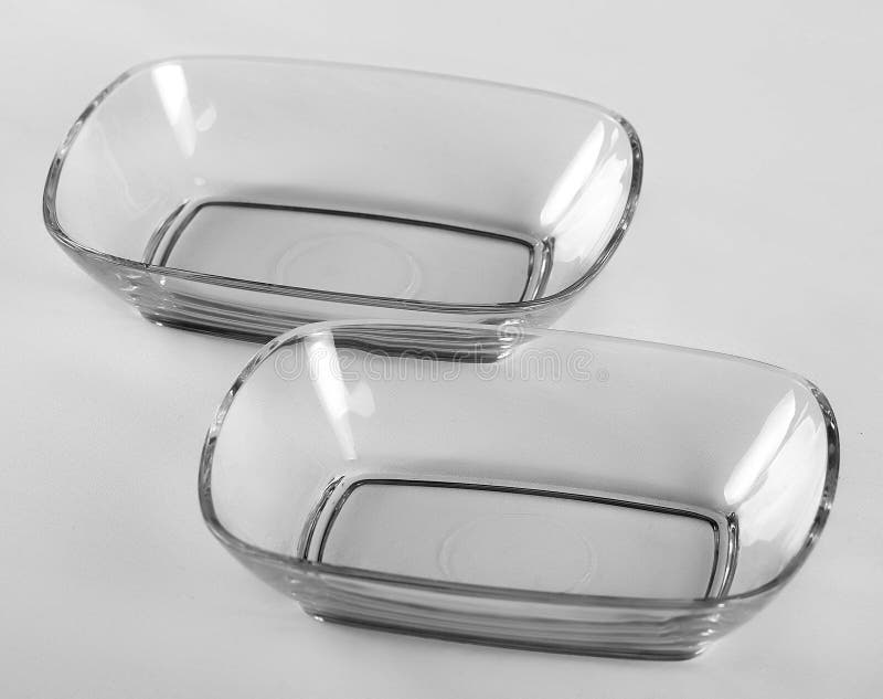 Two Glass Square Shallow Bowls Stock Photo Image of isolated