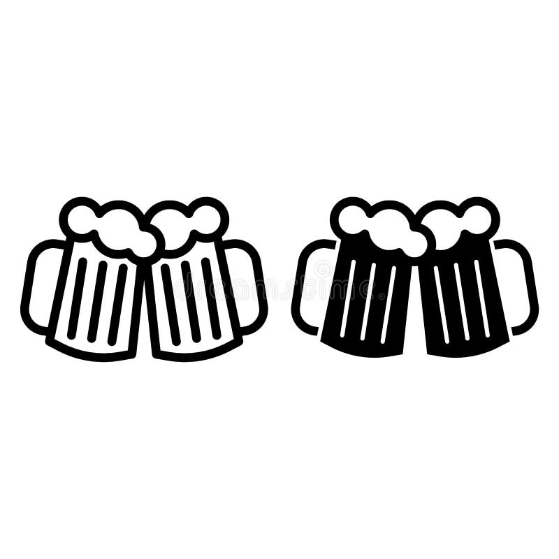 Toasting Beer Bottles Thin Line Icon. Cheers Bottles Vector ...
