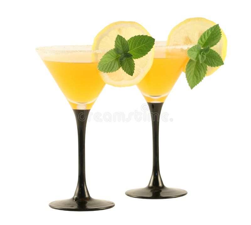 Two glasses with cocktails.