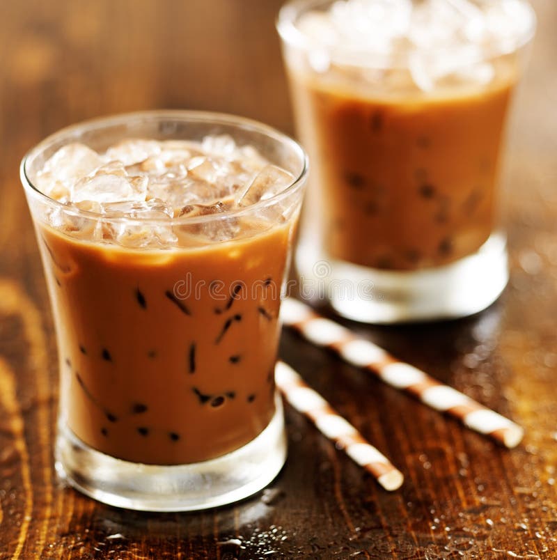 Two glasses of iced coffee stock image. Image of food 42184353