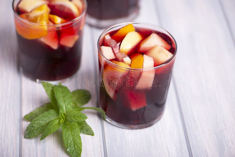 A Pitcher and Two Glasses with Spanish Sangria Stock Image - Image of  holiday, chopped: 122505775