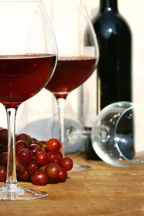 Glasses of Red Wine on Old Barrel Stock Image Image of lots