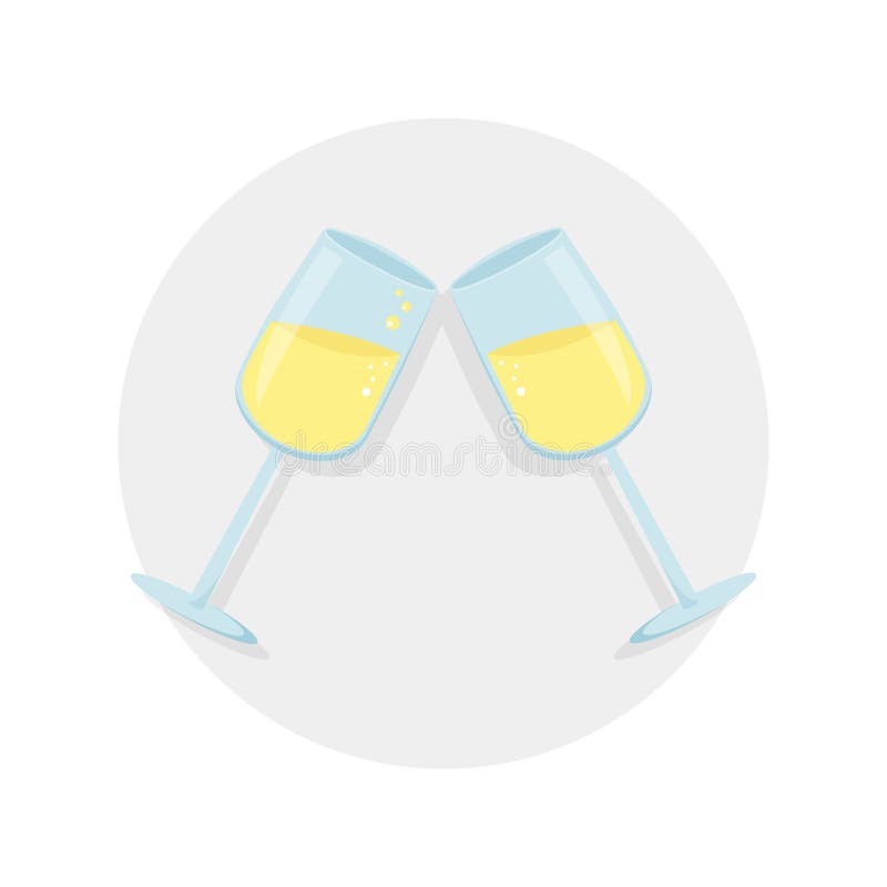 Two glasses with shampagne vector illustration. Vector icon with shadow isolated on the gray background. New year eve royalty free illustration Two glasses with shampagne vector illustration. Vector icon with shadow isolated on the gray background. New year eve royalty free illustration