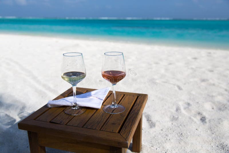 Two Glasses of Wine at the Beach