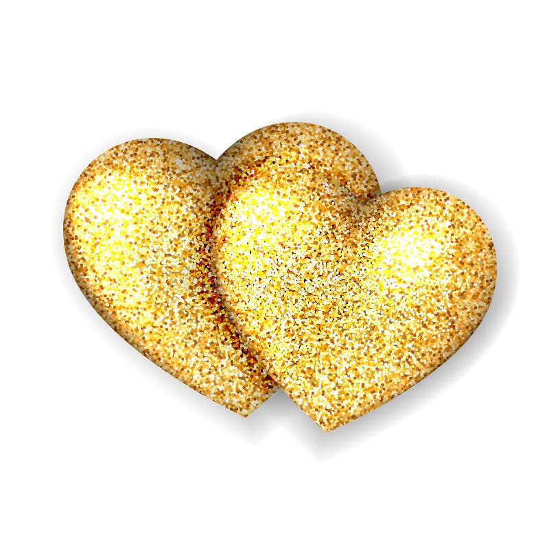 Gold Glitter Hearts Seamless Pattern Golden Hearts With Sparkles