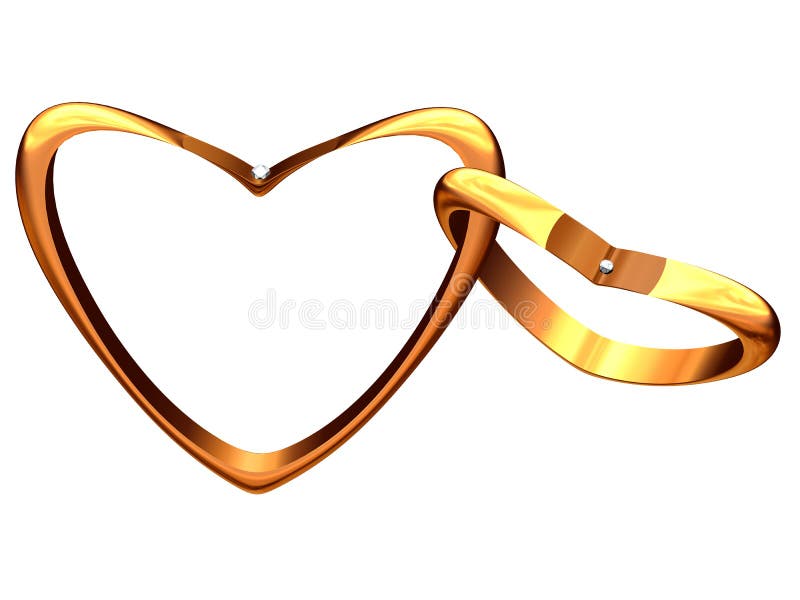 Two gold hearts linked among themselves.