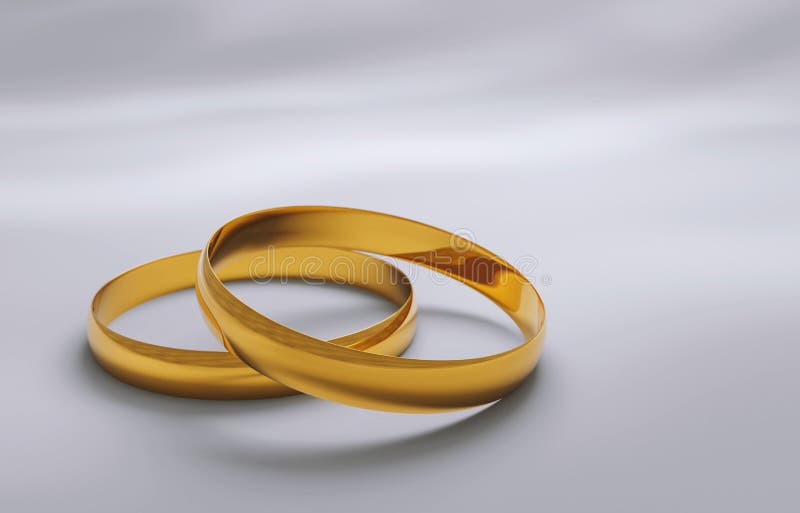Two Gold Wedding Rings on a White Background Stock Illustration