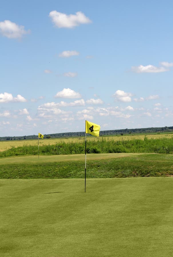 Yellow golf flag stock photo. Image of green, landscape 25668868