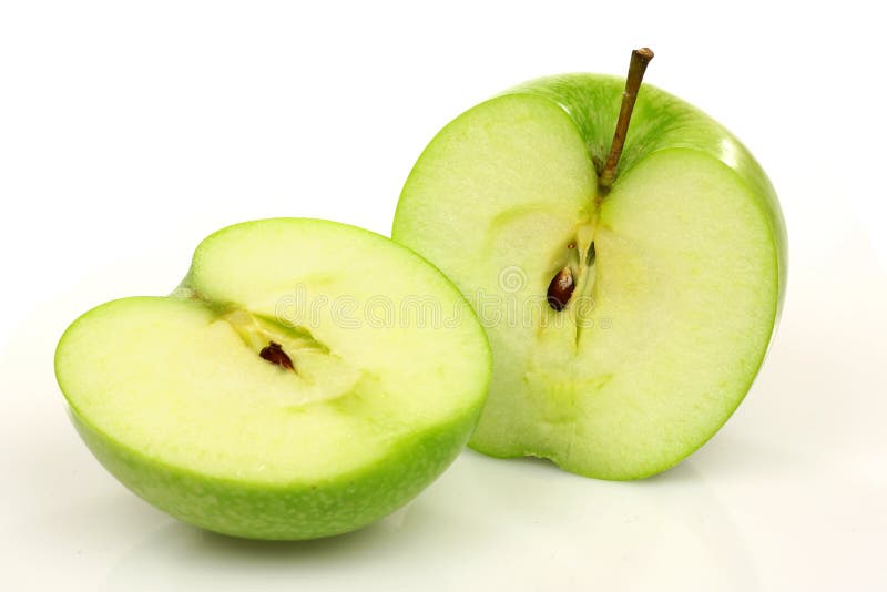 Two green apple halves stock image. Image of fresh, granny - 12052073