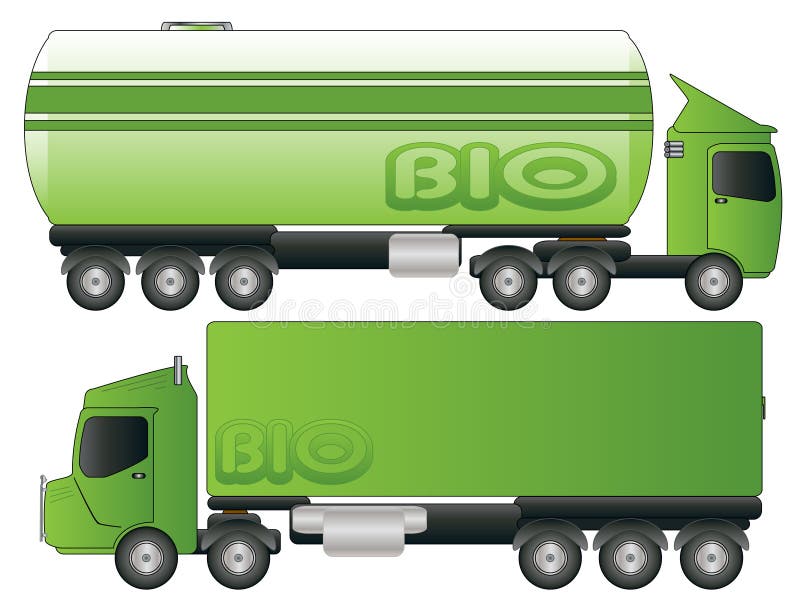 Two Green Biofuel Truck Transport Vector stock illustration Two Green Biofuel Truck Transport Vector stock illustration