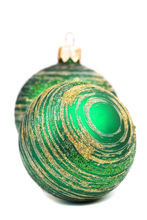 Two green christmas balls stock photo. Image of decoration - 11726640