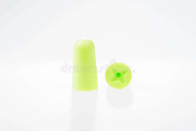 Two Green Ear Plugs Isolated on White Stock Image Image of color