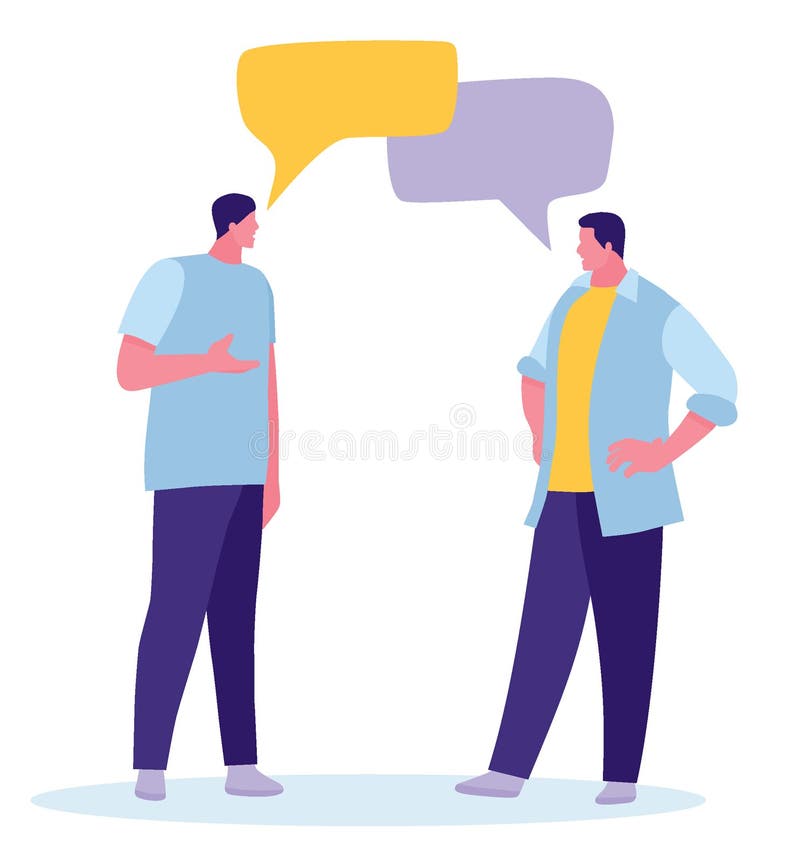 Two Guys Talking. Coloring Vector Cartoon Flat Illustration. Stock Vector -  Illustration of conversation, casual: 143208821